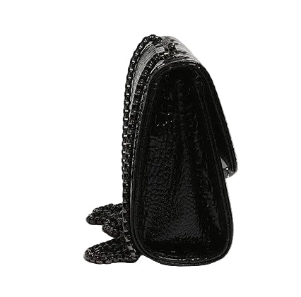 Black crocodile chain bag perfect for nights out and events